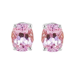 25 karaat ovaal geslepen Kunzite dames oorknopjes wit goud 14K