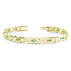 2,50 Ct Ronde snede Groene Smaragden Enkele Gesp SchakelArmband Yg 14K
