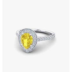 2,50 ct gele saffier en diamanten jubileum ring wit goud 14k