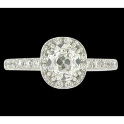 2,50 karaat antieke stijl Halo kussen diamanten ring wit goud 14K