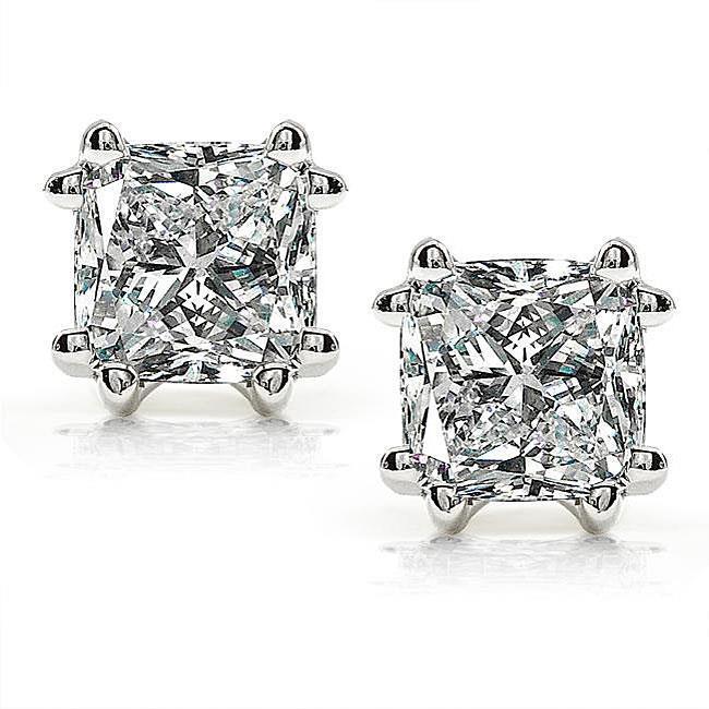 2,50 karaat kussen geslepen diamanten stud earring witgoud 14k sieraden