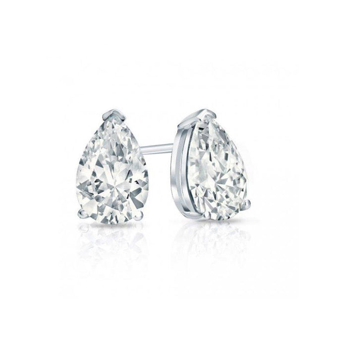 2,50 karaat peer geslepen sprankelende diamanten stud oorbel wit goud 14k