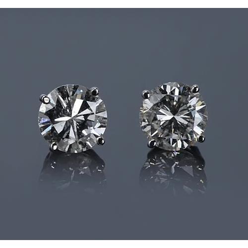 2,50 karaat witgoud 14k prong ronde diamanten stud earring f vs1