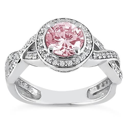 2,51 ct ronde halo roze edelsteen ring wit goud
