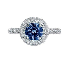 Afbeelding in Gallery-weergave laden, 2,51 karaat ronde blauwe en witte diamanten trouwring edelsteen
