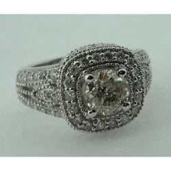 2,51 karaat ronde diamanten ring antieke look gouden pave halo ring
