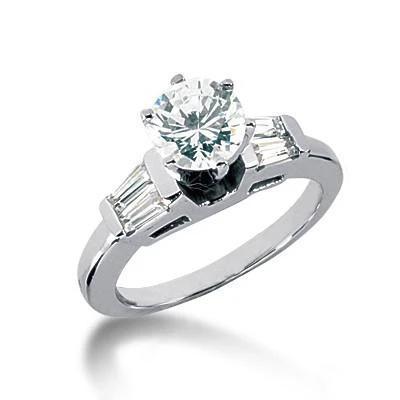 2,51 karaat ronde en stokbrood diamanten ring met drie stenen Nieuw - harrychadent.nl