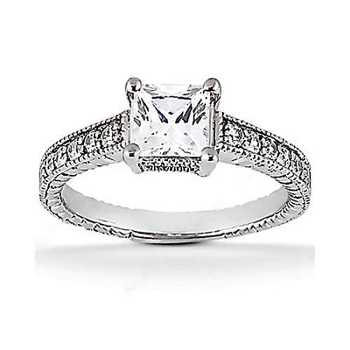 2,51 karaats diamanten ring in antieke stijl met accenten witgouden sieraden