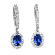 Afbeelding in Gallery-weergave laden, 2,52 karaat blauwe ovaal geslepen saffier sieraden diamanten druppel oorbel goud
