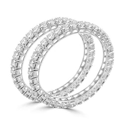 25,60 Karaat Sprankelende Labgekweekte Diamanten Dames Bangle Paar Witgoud