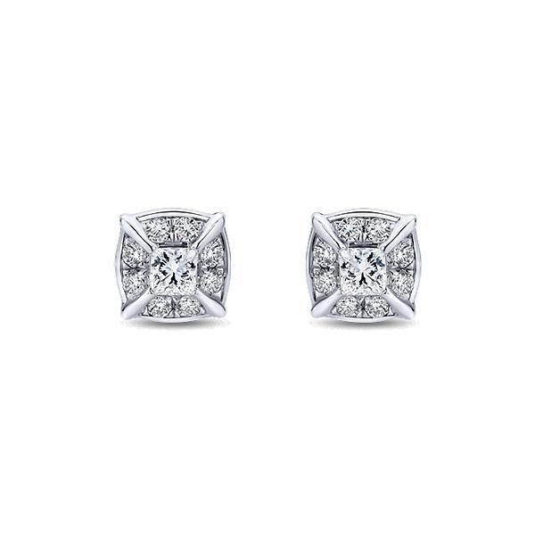2,6 Ct Princess Cut sprankelende diamanten Lady Stud Halo oorbel