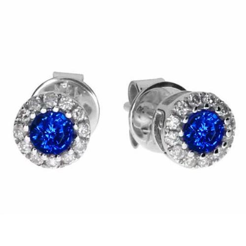 2,60 ct ronde saffier en diamanten oorknopjes wit goud 14k - harrychadent.nl