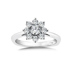 2,60 karaat bloem stijl diamanten jubileum Halo ring 14K wit goud