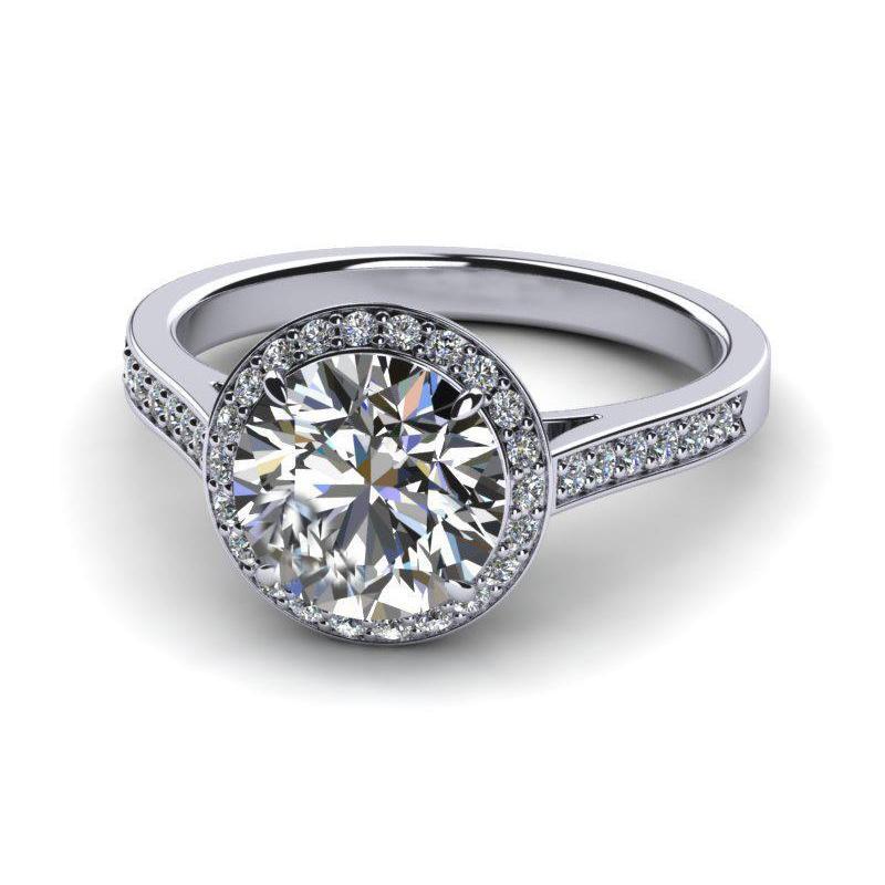 2,60 karaat diamanten bruiloft halo ring goud wit 14k