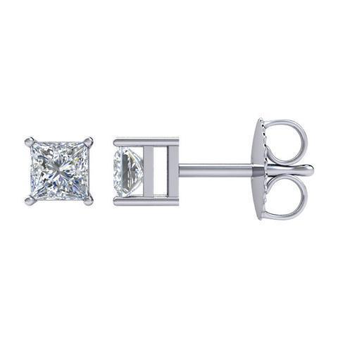 2,7 ct prinses geslepen diamanten oorknopjes 14k witgoud - harrychadent.nl