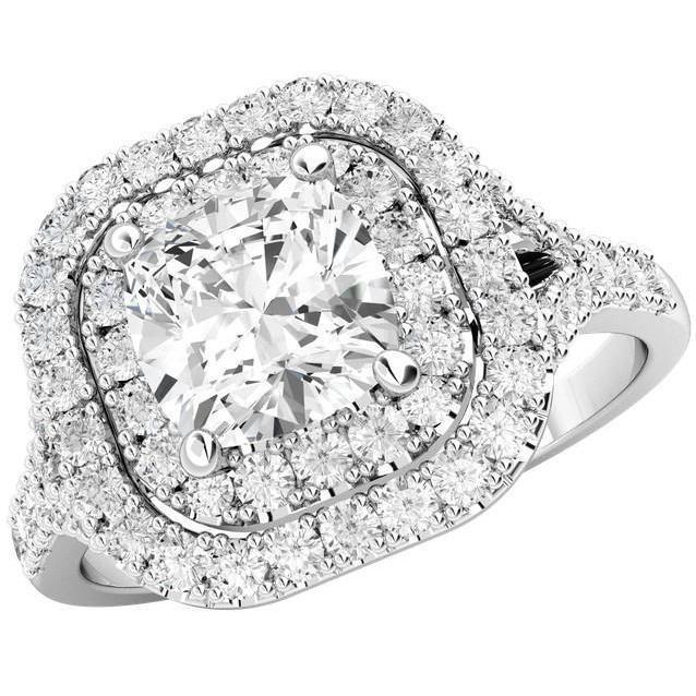 2,70 karaat Halo Diamond Fine Ring Split Shank Witgoud 14K - harrychadent.nl