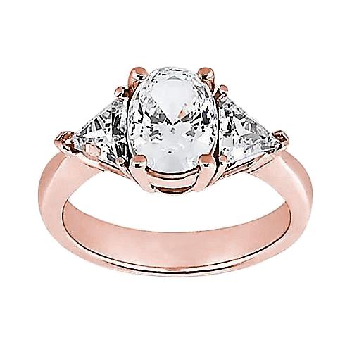 2,71 ct. Ovale centrale diamanten ring met drie stenen rosé goud 14K - harrychadent.nl