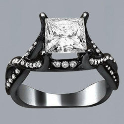 2,75 Karaat Prinses & Ronde Diamanten Fancy Ring Zwart Goud 14K