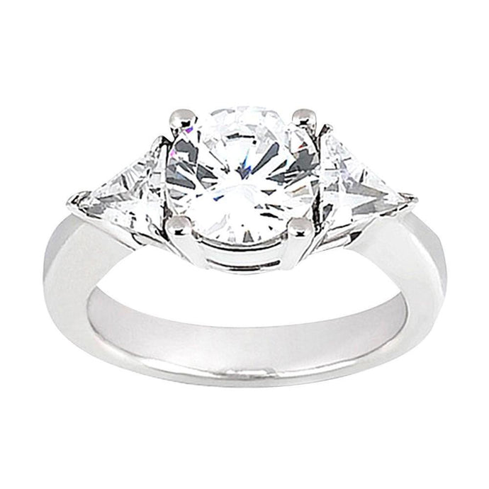 2,75 karaat ronde en trilliant drie stenen diamanten ring wit goud - harrychadent.nl