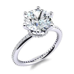 2,75 Karaat Verborgen Halo uit de aarde gewonnen Diamanten Verlovingsring Witgoud 14K Nieuw