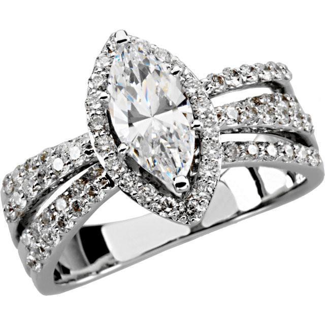 2,75 karaats Marquise en ronde diamanten verlovingsring wit goud 14K - harrychadent.nl