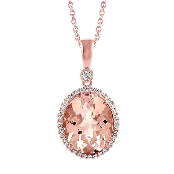 27.50 karaat briljante Morganite met diamanten hanger Rose goud 14K - harrychadent.nl