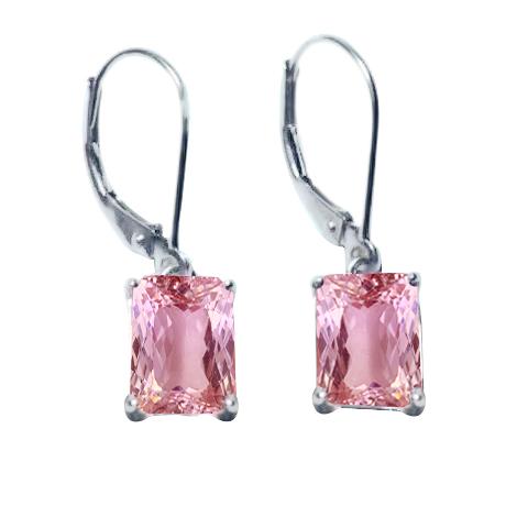 28 kt nieuwe roze Kunzite dames bungel oorbellen wit goud 14k - harrychadent.nl