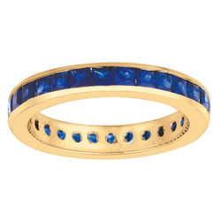 2,80 karaat prinses blauwe saffier eeuwigheid band massief goud 14k