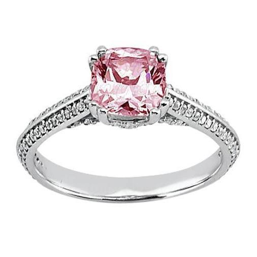 2,81 ct. kussen roze saffier verlovingsring edelsteen