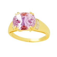 Afbeelding in Gallery-weergave laden, 28,25 ct ovaal geslepen kunziet met ronde diamanten ring 14k geel goud - harrychadent.nl
