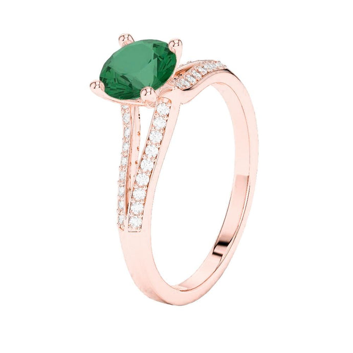 2,85 ct rond geslepen groene smaragd met diamant 14K roségoud - harrychadent.nl