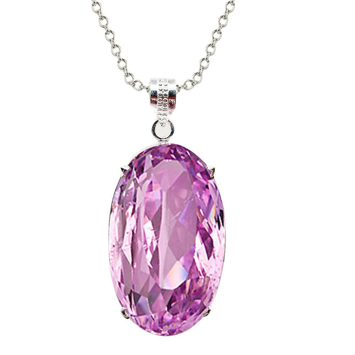 29 kt ovale geslepen roze Kunzite Solitaire ketting hanger wit goud - harrychadent.nl