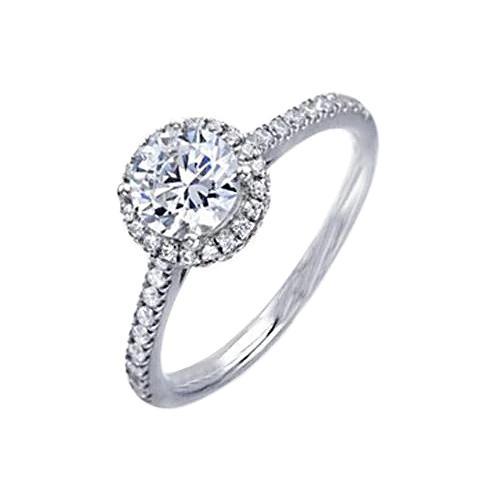 2.00 ct. Diamanten verlovingsring Witgouden Halo met accenten op schacht - harrychadent.nl