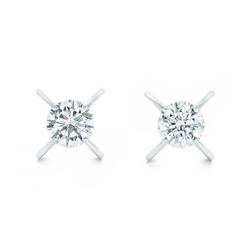 2,00 Ct Ronde Briljant Geslepen Echt Diamanten Dames Oorknopjes Wit Goud