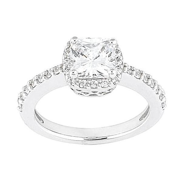 2,01 Karaat Halo Kussen Midden Echt Diamanten Verlovingsring Wit Goud 14K
