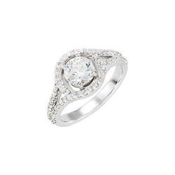 2,01 Karaat Ronde Briljante Halo Echt Diamanten Trouwring Wit Goud 14K