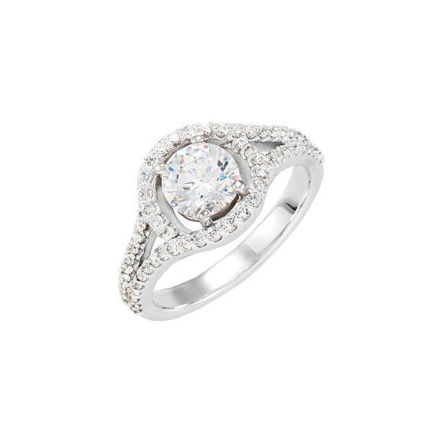 2,01 Karaat Ronde Briljante Halo Echt Diamanten Trouwring Wit Goud 14K