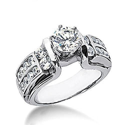 2,01 Karaat Ronde Echt Diamanten Solitaire Met Accenten Wit Goud
