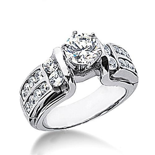 2,01 Karaat Ronde Echt Diamanten Solitaire Met Accenten Wit Goud