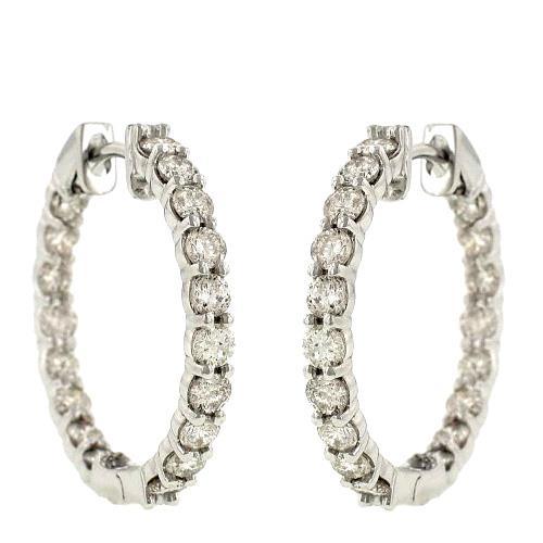 2.08 Ct Prong Set Ronde Diamond Hoop Earring 14K Witgoud - harrychadent.nl