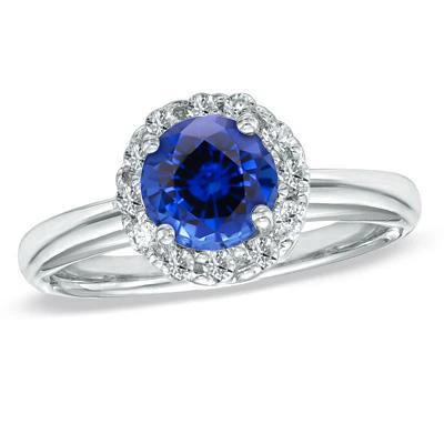 2.10 Karaat Ronde Ceylon Blauwe Saffier En Diamanten Ring Wit Goud 14K - harrychadent.nl