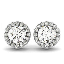 Afbeelding in Gallery-weergave laden, 2.10 karaat ronde diamanten witgoud 14K studs paar Halo oorbellen - harrychadent.nl
