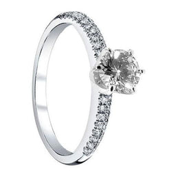 2,10 Ct. Ronde Echt Diamanten Jubileumring Goud Solitaire Met Accenten