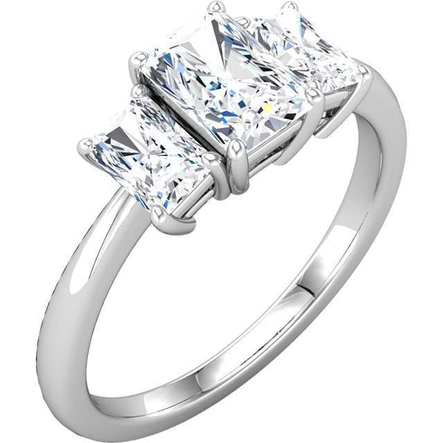 2,11 Karaat Prinses Echt Diamanten Ring Met Drie Stenen Wit Goud 14K