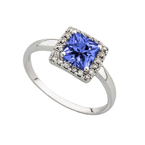 2.15 karaat griffenset tanzaniet & diamanten trouwring wit goud 14k