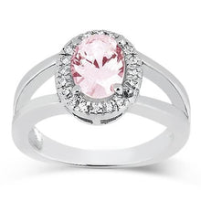 Afbeelding in Gallery-weergave laden, 2.16 ct. ovale roze centrum saffier trouwring met edelsteen
