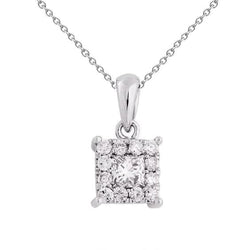 2.2 ct prinses en ronde diamanten halsketting hanger 14k witgoud