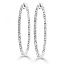2.2 ct rond geslepen diamanten hoepeloorring 14K witgoud