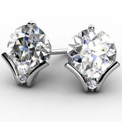 2,20 Karaat Ronde Briljante Echt Diamanten Oorknopjes Wit Goud
