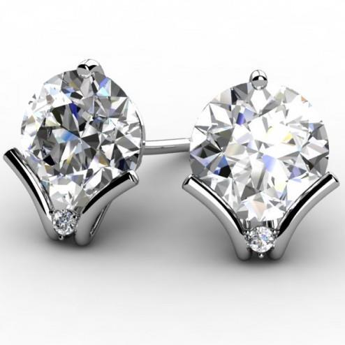 2,20 Karaat Ronde Briljante Echt Diamanten Oorknopjes Wit Goud